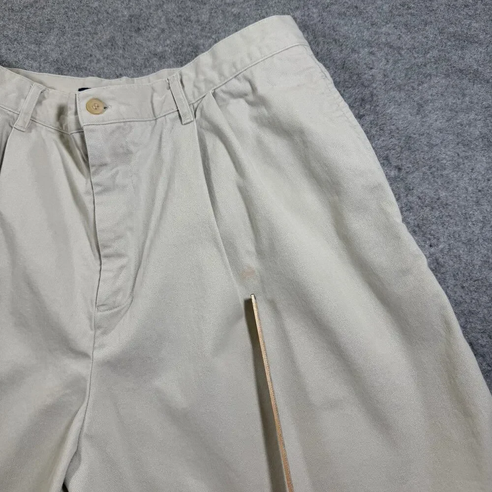 Vintage Ralph Lauren Sport Chino Shorts Mens 14 Khaki Pleated Front Pony Logo